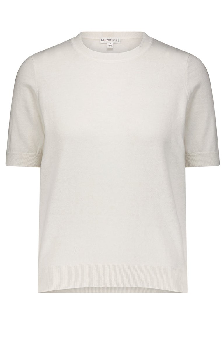 Cotton Cashmere Short Sleeve Tee - White