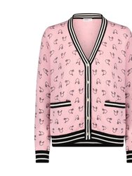 Cotton Cashmere Sport Print Cardigan - Pink Bellini