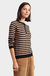 Cotton Cashmere Striped Crew Neck Henley Sweatshirt