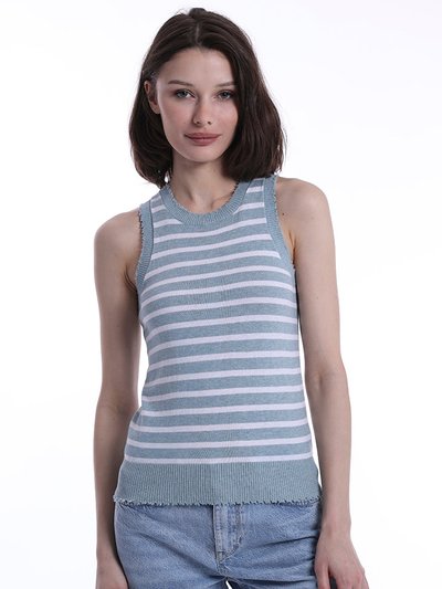 Minnie Rose Cotton Cashmere Striped Frayed Edge Tank product