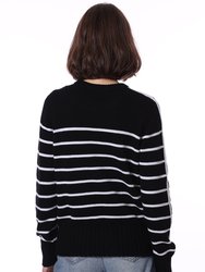 Cotton Cashmere Striped Star Crewneck Sweater