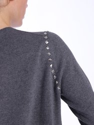 Cotton Cashmere Swing Crew with Stud Detail  FINAL SALE