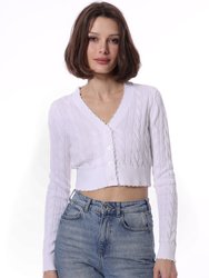 Cotton Cropped Cable Cardigan