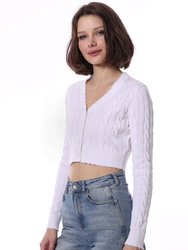 Cotton Cropped Cable Cardigan