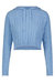 Cotton Cropped Frayed Cable Hoodie - Baby Blue