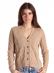 Cotton Frayed Cable Cardigan