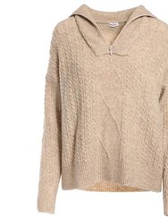 Cuddle Cable Half Zip Pullover In Wheat - Wheat