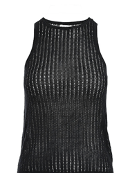 Fine Silk/Cashmere Textured Tank - Black