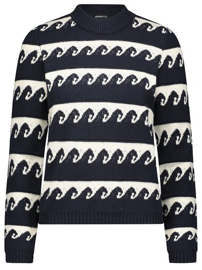 Minnie Rose Jacquard Wave Cotton Crewneck Sweater product