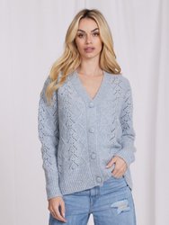 Mohair Pointelle Oversized Cardigan - Baby Blue
