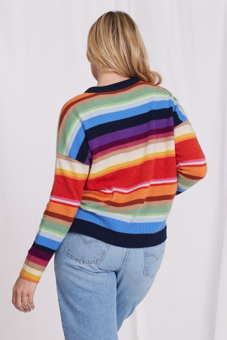 Plus Size Cashmere Multi-Stripe Crew