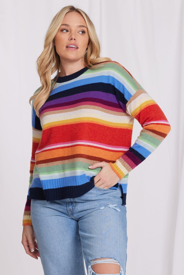 Plus Size Cashmere Multi-Stripe Crew - Multi Stripe