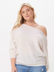 Plus Size Cashmere Off the Shoulder Sweater - White