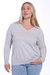 Plus Size Cotton Cashmere Distressed Long Sleeve V-Neck Sweater - Light Heather Grey