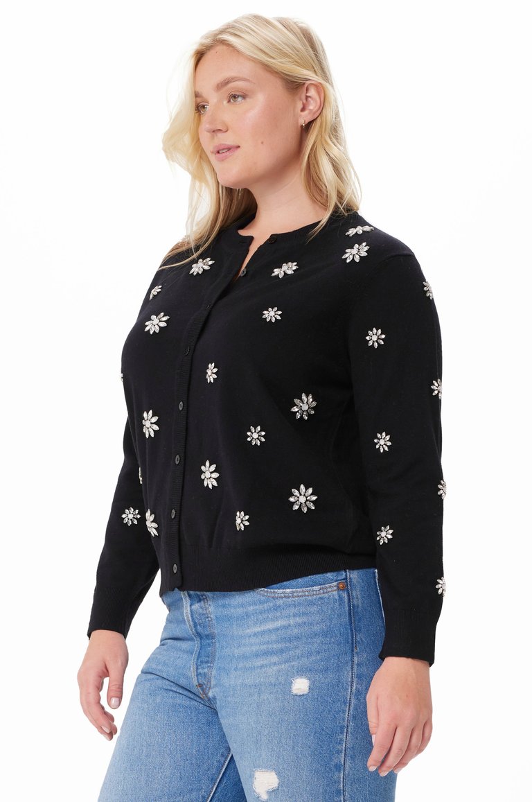 Plus Size Cotton Cashmere Gem Cardigan