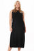 Plus Size Cotton Cashmere Maxi Frayed Tank Dress - Black