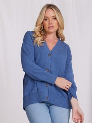 Plus Size Cotton Cashmere Oversized Cardi - Harbour Blue