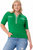 Plus Size Cotton Cashmere Ribbed Polo - Grass Green