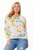 Plus Size Frayed Printed Tie Dye V-Neck Sweater - Multi Color