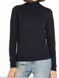 Supima Cotton Cash Long Sleeve Turtleneck Pullover - Black
