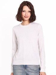 Supima Cotton Cashmere Long Sleeve Crewneck Sweater - White