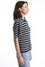 Viscose Blend Striped Flutter Sleeve Top