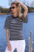 Viscose Blend Striped Flutter Sleeve Top