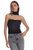 Viscose Strapless Top With Floral Applique - Black