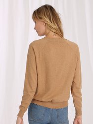 Cotton/Cashmere Frayed Edge Crew Sweater