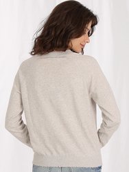 Fine Cotton/Cashmere Frayed Edge Crew Sweater