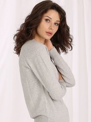 Fine Cotton/Cashmere Frayed Edge Crew Sweater