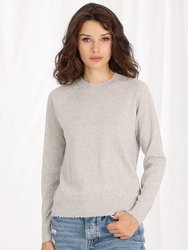 Fine Cotton/Cashmere Frayed Edge Crew Sweater - Brown Sugar