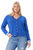 Plus Size Cotton Cashmere Frayed Cardigan With Striped Cuff - Bleu