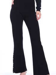 Viscose Flared Pants With Rose Buttons