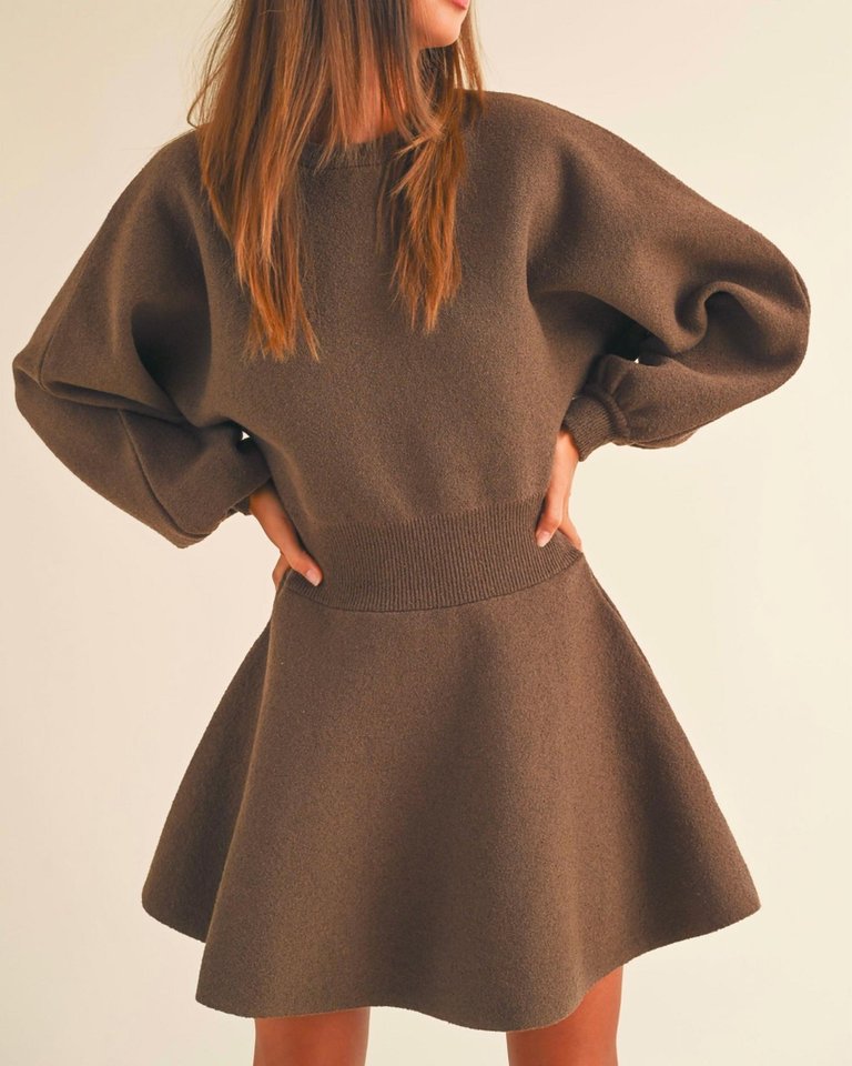 Bear Sweater Dress - Brown