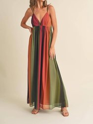 Chiffon Tie-Dye Print Long Dress - Multicolored