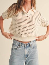 Crochet Collared Top - Cream