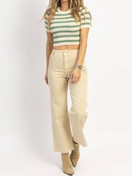 Hailey Wide Leg Denim Pant - Beige