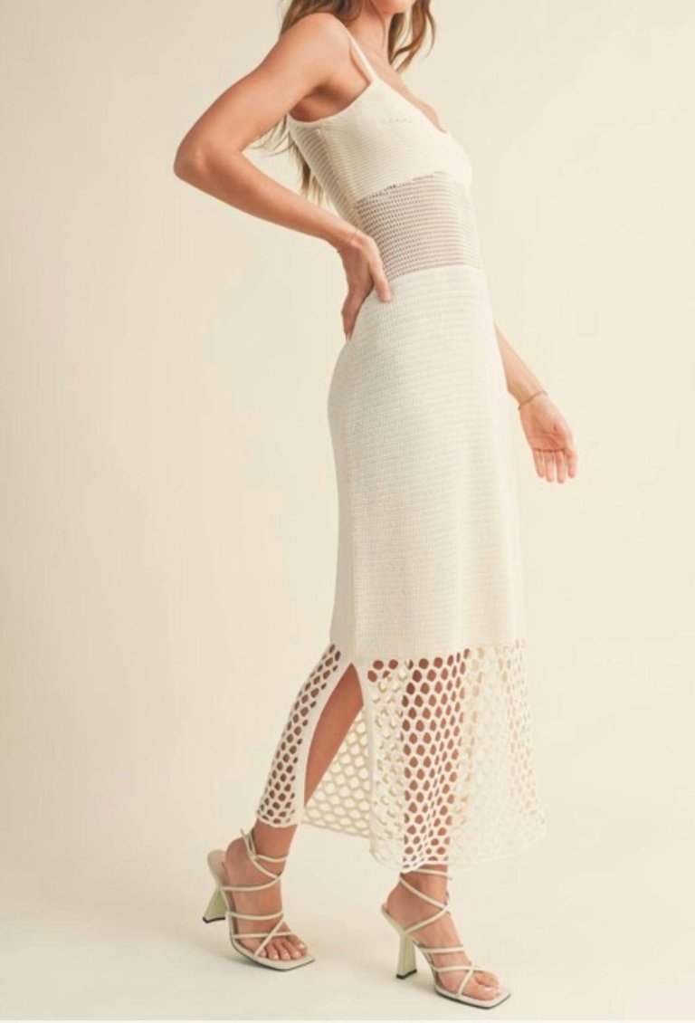 Net Midi Dress In Ivory