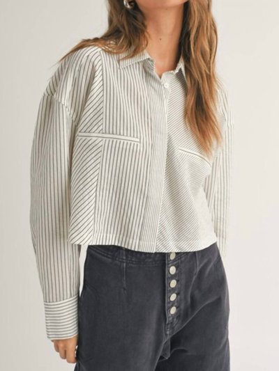 MIOU MUSE Striped Cropped Button Down Shirt product