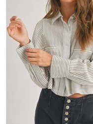 Striped Cropped Button Down Shirt