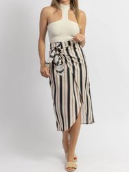 Yachty Striped Wrap Midi Skirt
