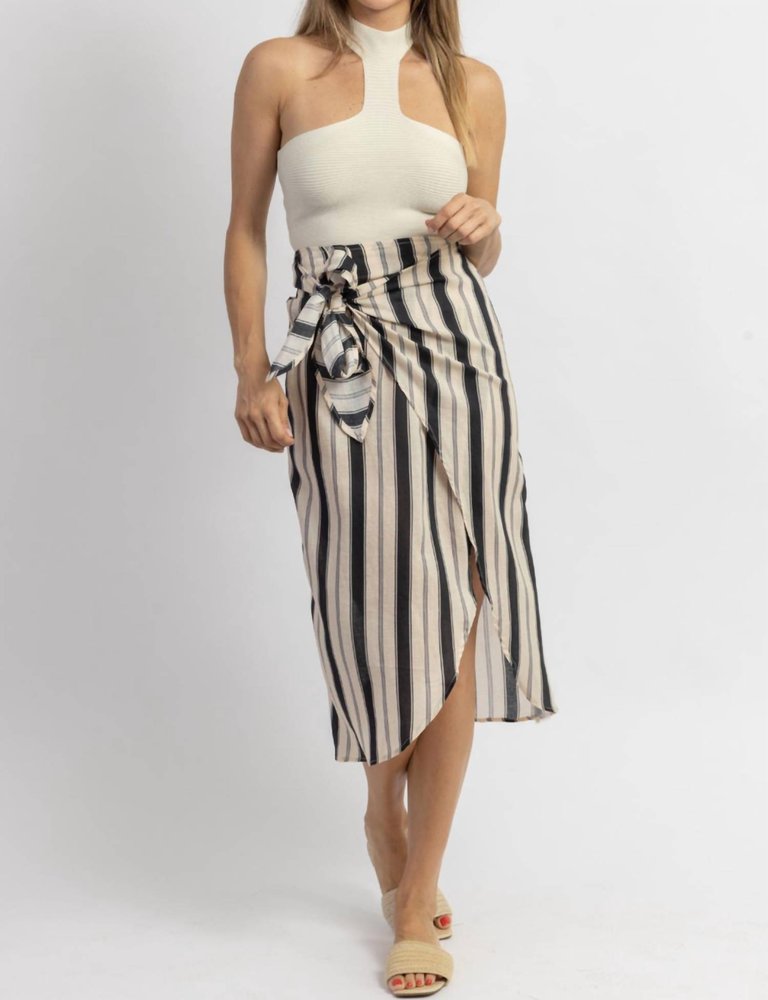 Yachty Striped Wrap Midi Skirt