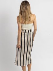 Yachty Striped Wrap Midi Skirt