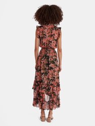 Editha Chiffon Asymmetrical Midi Dress