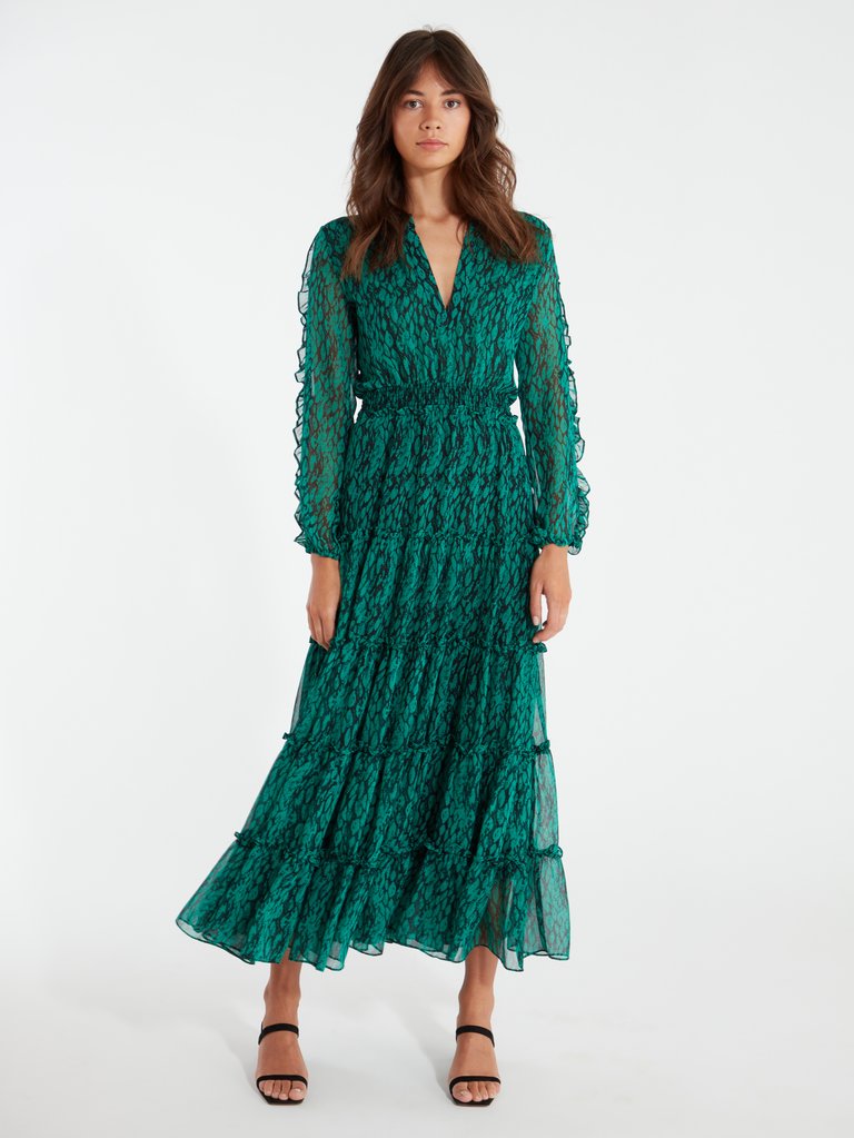 Hadeya Tiered Maxi Dress - Green