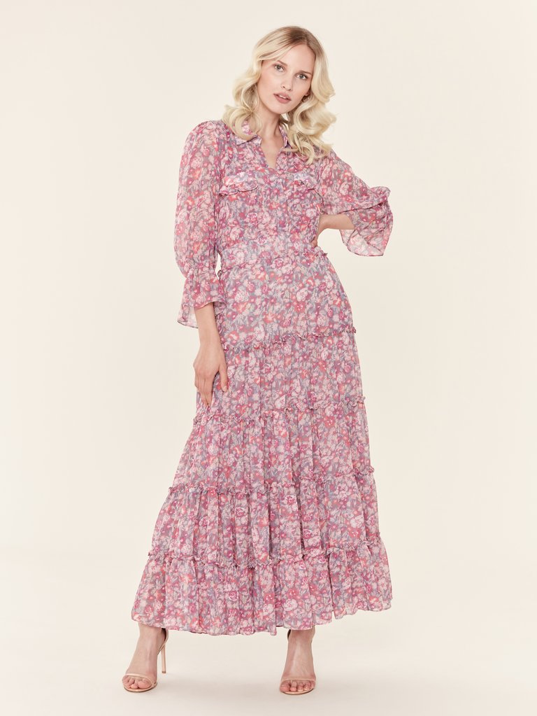 Hermosa Floral Chiffon Maxi Dress - Floral