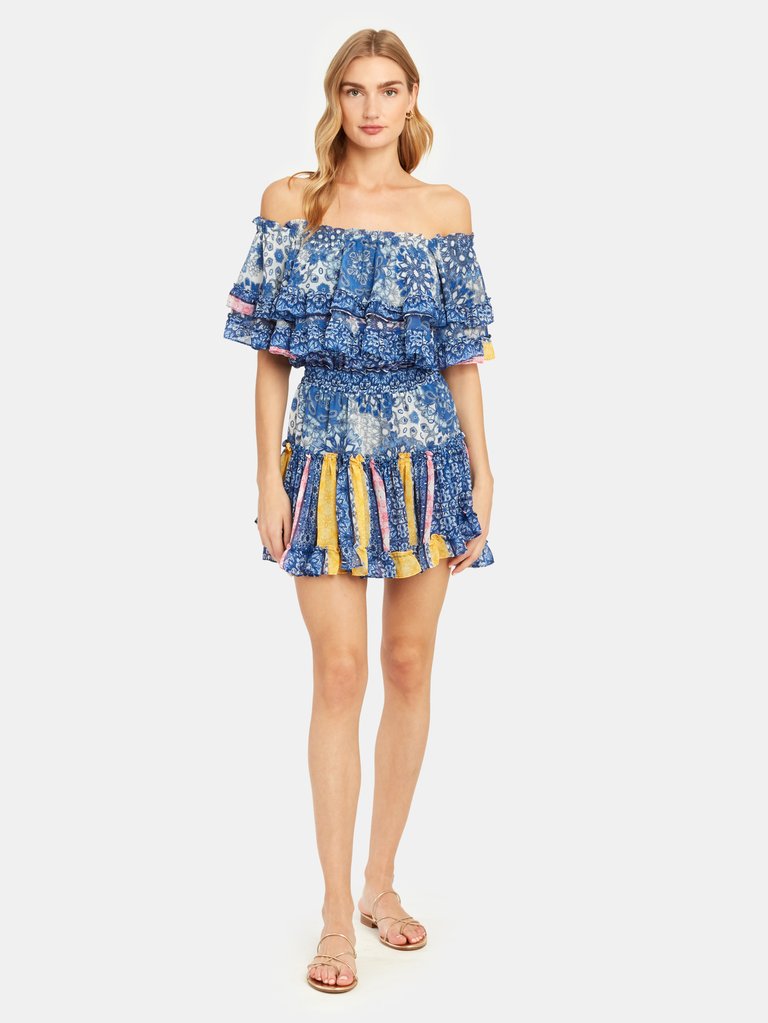 Luella Off the Shoulder Chiffon Mini Dress 