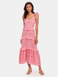 Morrison Ruffled Floral Maxi Dress  - Pink Animal Floral