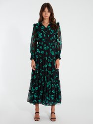 Regina Dress - Black/Emerald Floral